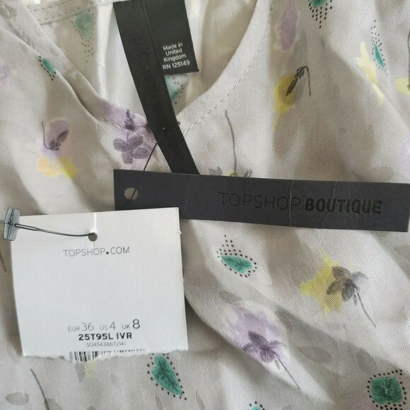 TOPSHOP Boutique floral drape tie camisole cami tank top in lavender Size 4 NEW - Picture 2 of 5